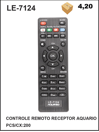 CONTROLE REMOTO RECEPTOR AQUARIO 200pç=4,2$