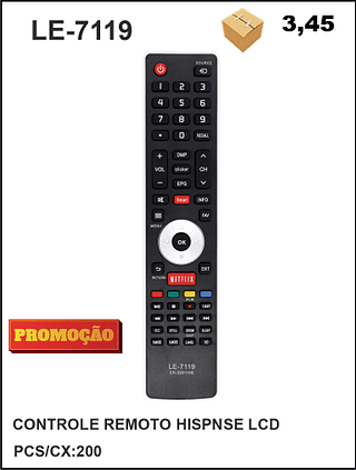 CONTROLE REMOTO HISPNSE LCD 200pç=3,45$