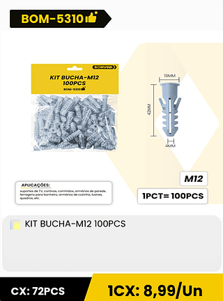 KIT BUCHA-M12 100PCS CX: 72PCS ICX: 8,99/Un