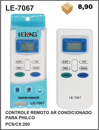 CONTROLE REMOTO AR CONDICIONADO PARA PHILCO 200pç==8,9$