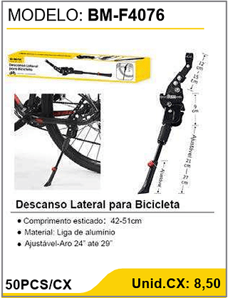 Descanso Lateral para Bicicleta 50PCS/CX Unid.CX: 8,50