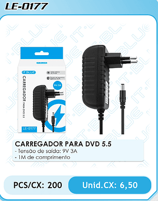 CARREGADOR PARA DVD 5.5 200PÇ=6,5$
