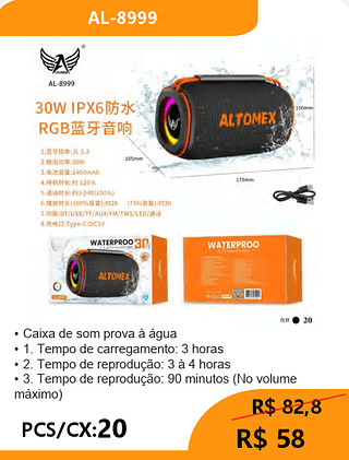 Caixa de som prova à água PCS/CX:20 R$58