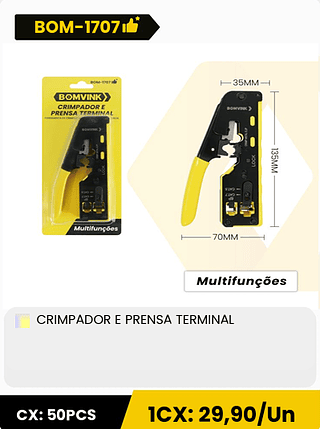 CRIMPADOR E PRENSA TERMINAL CX: 50PCS 1CX: 29,90/Un