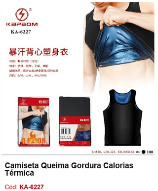 Camiseta Queima Gordura Calorias Térmica R$ 11,7 PCS/Cx: 200