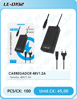 CARREGADOR 48V1.2A 100PÇ=45$