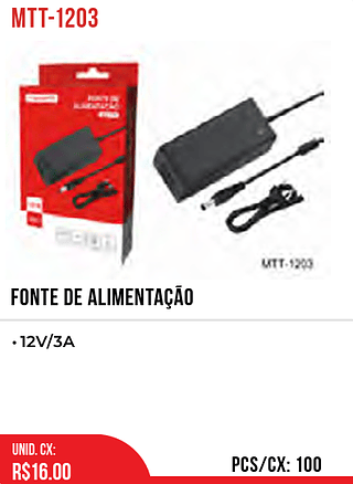 FONTE DE ALIMENTAÇÃO 12V/3A 100pç=16$
