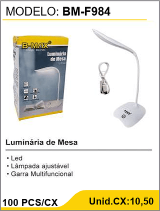 Luminária de Mesa 100 PCS/CX Unid.CX:10,50