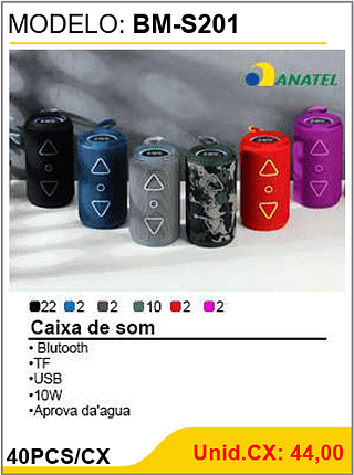 Caixa de som 40PCS/CX Unid.CX: 44,00