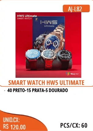 SMART WATCH HWS ULTIMATE UNID.CX: RS 120.00 PCS/CX:60