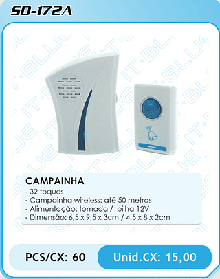 CAMPAINHA PCS/CX: 60 Unid.CX: 15,00