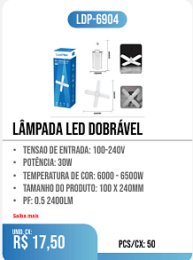 lâmpada led dobrável PCS/CX: 50 UNID. CX: r$ 17,50