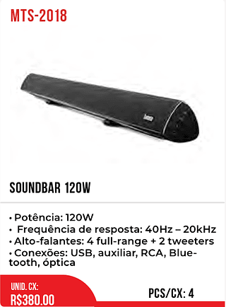Soundbar 120w 4pç=380$