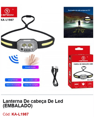 Lanterna De cabeça De Led R$ 12,6 PCS/cx: 240