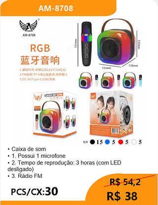 Caixa de som PCS/CX:30 R$ 38