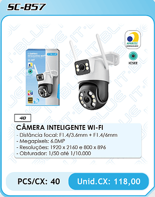 CÂMERA INTELIGENTE WI-FI PCS/CX: 40 Unid.CX: 118,00