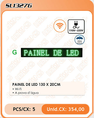 PAINEL DE LED 130 X 20CM 5PÇ=354$
