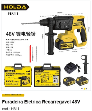 Furadeira Eletrica Recarregavel 48V R$ 315 PC/CX:5