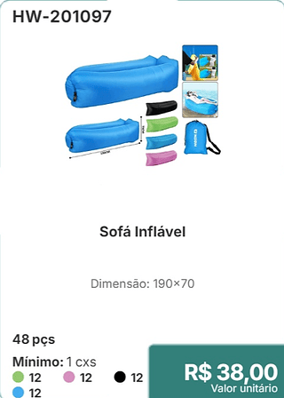 Sofá Inflável 48 pcs R$ 38.00