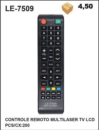 CONTROLE REMOTO MULTILASER TV LCD 200PÇ=4,5$