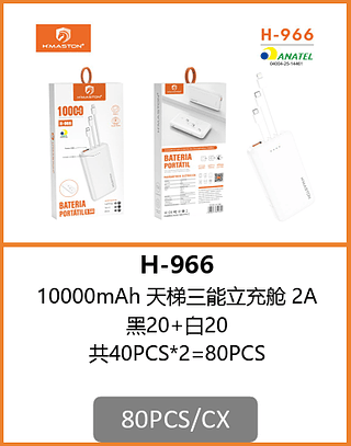POWER BANK 10000mAh 80PCS/CX R$:33,53