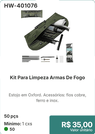 Kit Para Limpeza Armas De Fogo 50 pçs R$ 35.00