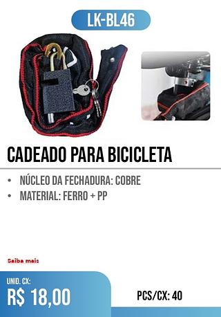 CADEADO PARA BICICLETA PCS/CX: 40 r$ 18,00