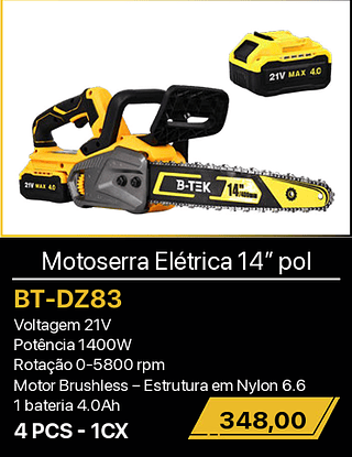 Motoserra Elétrica 14” pol 4PCS R$348,00