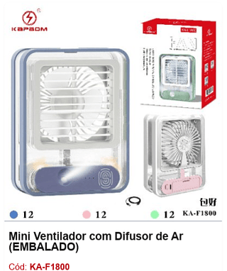 Mini Ventilador com Difusor de Ar R$ 26,1 PCS/Cx: 36