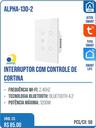 INTERRUPTOR COM CONTROLE DE CORTINA UNID. CX: R$ 85.00 PCS/CX: 50