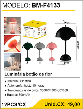 Luminaria botao de flor 12PCS/CX Unid.CX: 49,00