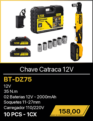 Chave Catraca 12V 10PCS R$158,00