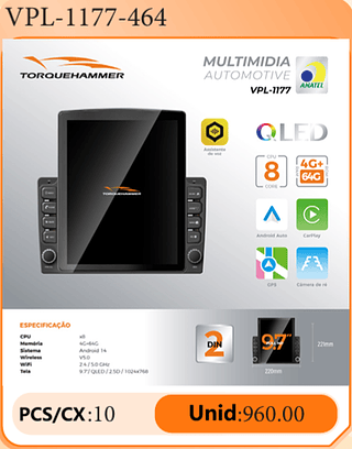 Multimidia Automotive PCS/CX:10 Unid:960.00