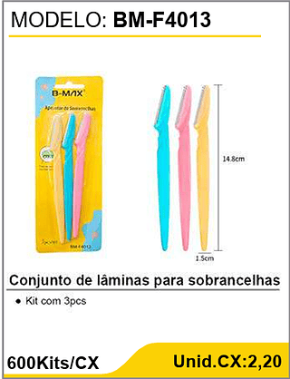 Conjunto de lâminas para sobrancelhas 600Kits/CX Unid.CX:2,20