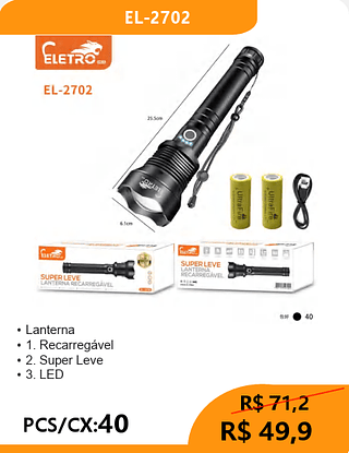 Lanterna PCS/CX:40 R$49,9