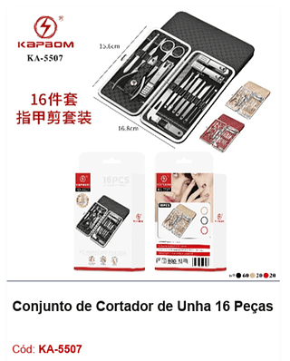 Conjunto de Cortador de Unha 16 Peças R$ 14,4 PCS/CX: 100