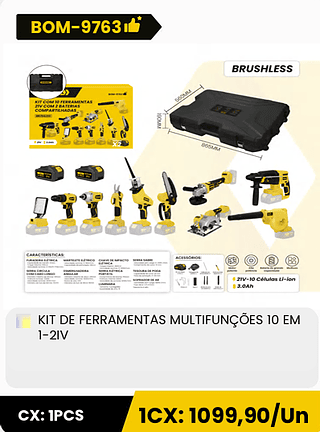 KIT DE FERRAMENTAS MULTIFUNÇÕES 10 EM 1-2IV CX: 1PCS ICX: 1099,90/Un