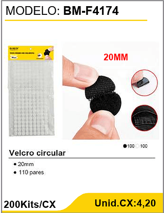 Velcro circular 200Kits/CX Unid.CX:4,20