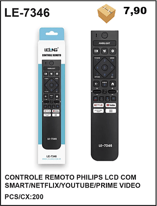 CONTROLE REMOTO PHILIPS LCD COM SMART/NETFLIX/YOUTUBE/PRIME VIDEO 200pç=7,9$
