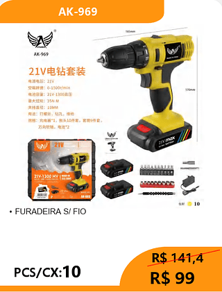 FURADEIRA S/ FIO PCS/CX:10 R$ 99