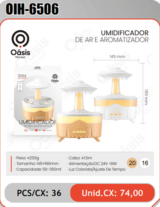 UMIDIFICADORDE AR E AROMATIZADOR PCS/CX: 36 Unid.CX: 74,00