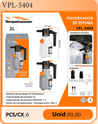 PULVERIZADOR DE ESPUMA PCS/CX:6 Unid:90.00
