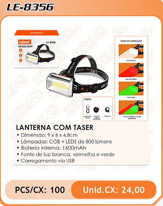 LANTERNA COM TASER 100PÇ=24$