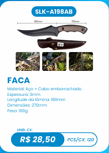 FACA UNID. CX: R$ 28,50 PCS/CX: 120