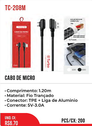 Cabo de micro 200pç=6,7$