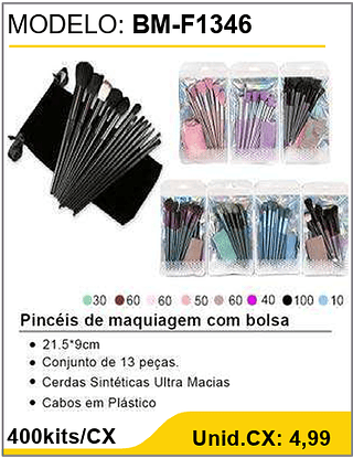 Pincéis de maquiagem com bolsa 400kits/CX Unid.CX: 4,99