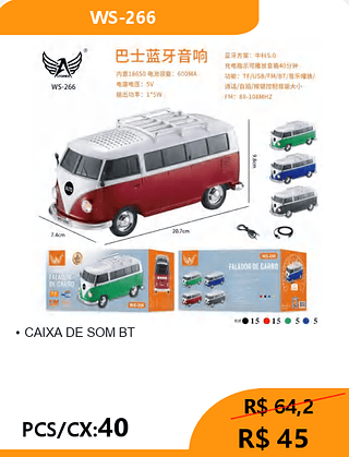 CAIXA DE SOM KOMBI PCS/CX:40 R$ 45
