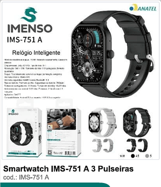 Smartwatch 3 Pulseiras 50PC/CX R$72