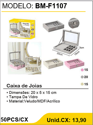 Caixa de Joias 50PCS/CX Unid.CX: 13,90