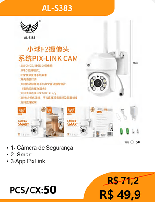 Câmera de Segurança PCS/CX:50 R$ 49,9